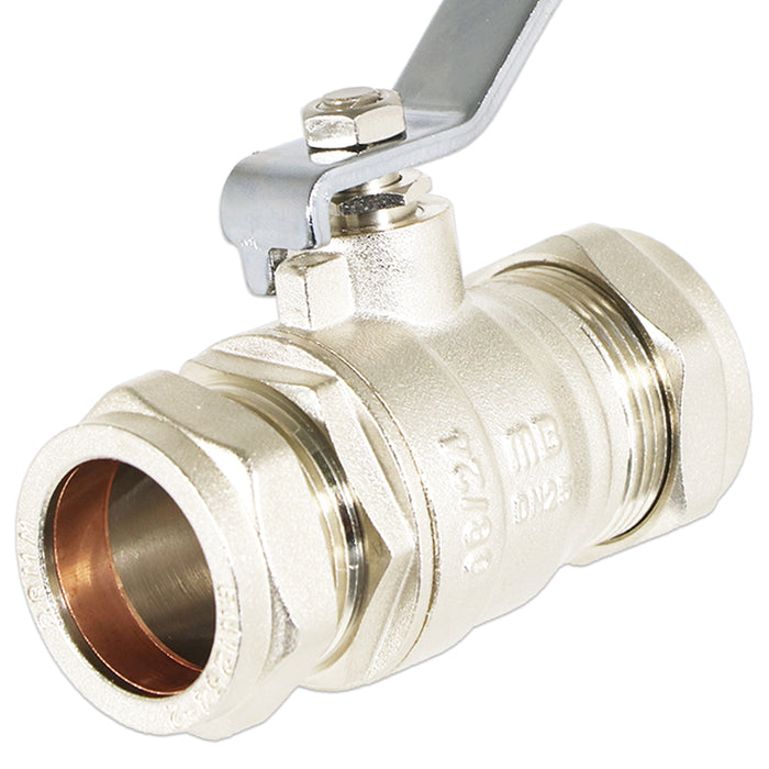 Full Bore Lever Ball Valve Isolating Stop Tap Kit with Blue (Cold) and Red (Hot) Handle Sleeves (28mm)