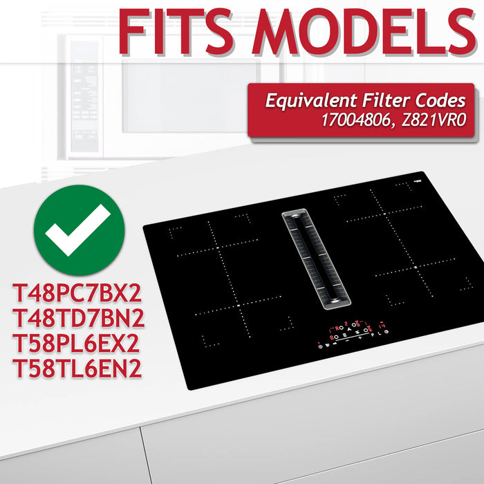 Activated Carbon Filter for Neff T48PC7BX2 T48TD7BN2 T58PL6EX2 T58TL6EN2 Cooker Hood (Pack of 4 Filters)