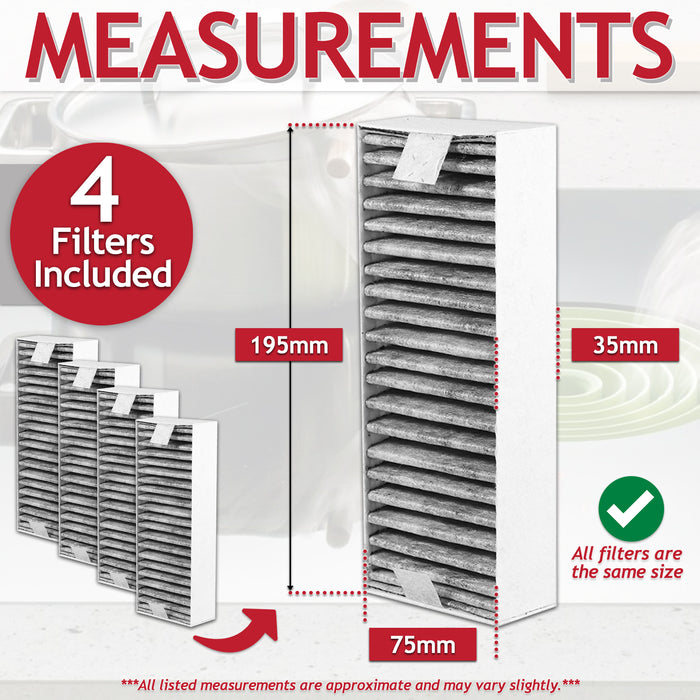 Activated Carbon Filter for Constructa CV430235 CV431235 Cooker Hood (Pack of 4 Filters)