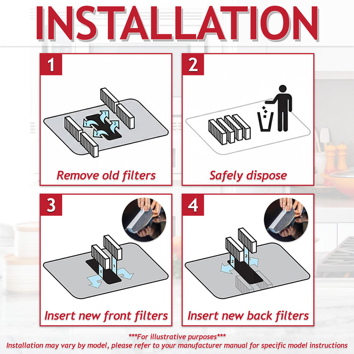 Activated Carbon Filter for Constructa CV430235 CV431235 Cooker Hood (Pack of 4 Filters)