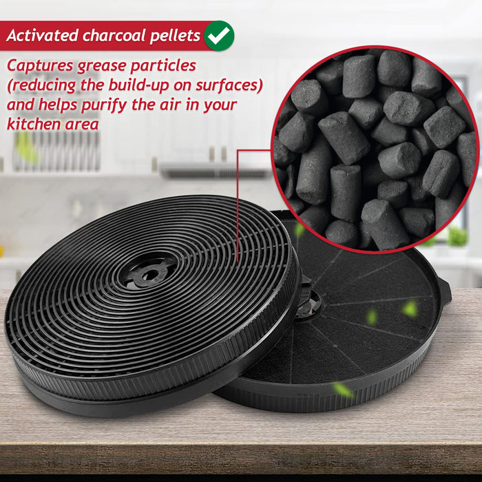 Charcoal Filter for Econolux Cooker Hood Extractor Vent TMFILT4 (170mm x 25mm, Pack of 2)