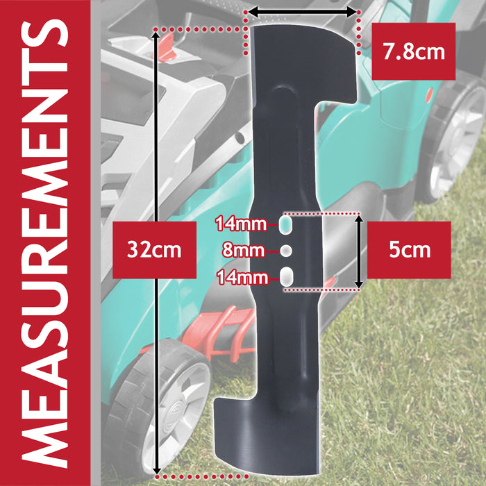 Metal Blade for Bosch Rotak 32Li S CityMower 18 Lawnmower (32cm) + Drill Sharpener Attachment