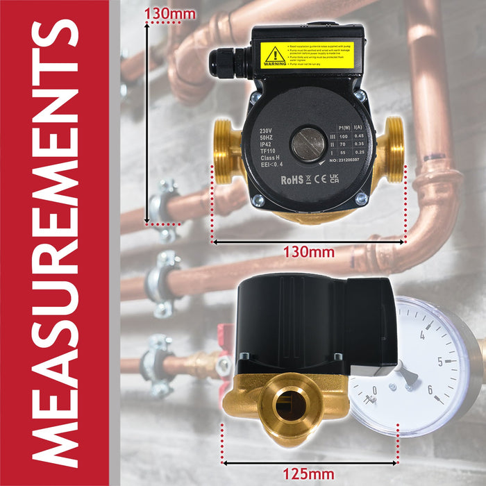 Hot Water Circulator Pump Universal Bronze Circulation System (45W, 230V, 50Hz, 130mm)