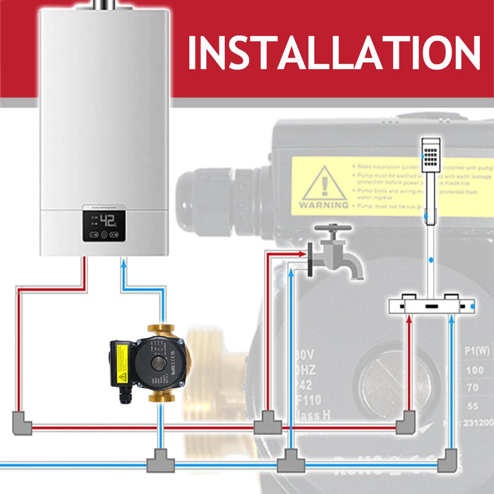 Hot Water Circulator Pump Universal Bronze Circulation System (45W, 230V, 50Hz, 130mm)