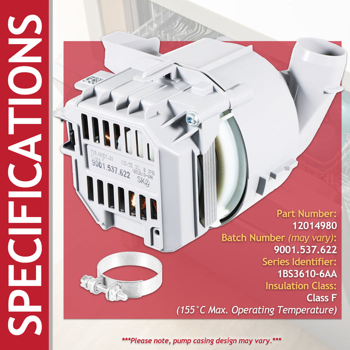 Bosch Neff Siemens Dishwasher Heat Pump Motor Flow Main Circulation Assembly Kit (12014980)