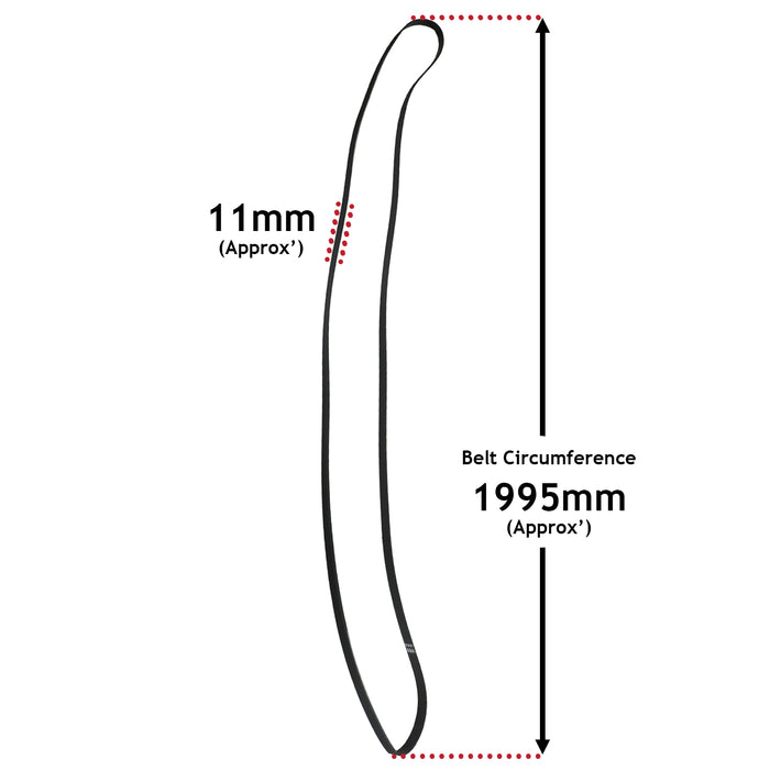 Poly-V Drive Belt For Neff R8580X2EU/05 Tumble Dryers 1995H7 1995mm 7 Ribs