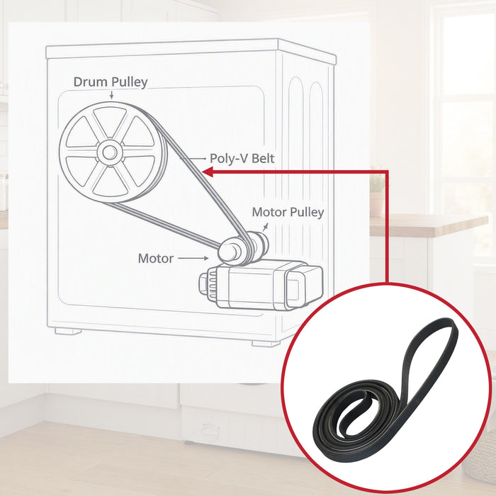 Poly-V Drive Belt For Neff R8580X2EU/05 Tumble Dryers 1995H7 1995mm 7 Ribs