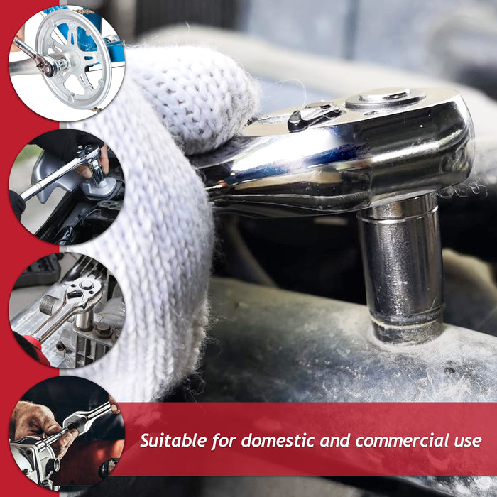 1/4" Socket Ratchet Square Drive 100 Teeth Quick Release Reversible Chrome Vanadium Steel Tool