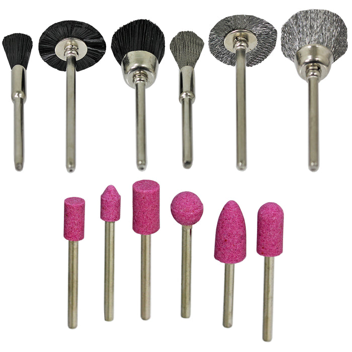 Wire Brush Brass Drill Wheel Set 1/4" 6mm + Cleaning & Polishing Kit 20 Pces