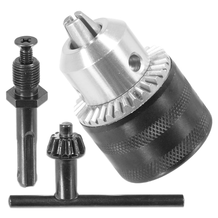 Keyed Chuck SDS Plus Adaptor Kit 1.5mm - 13mm Drill Bit 1/2" x 20 UNF Shaft Set