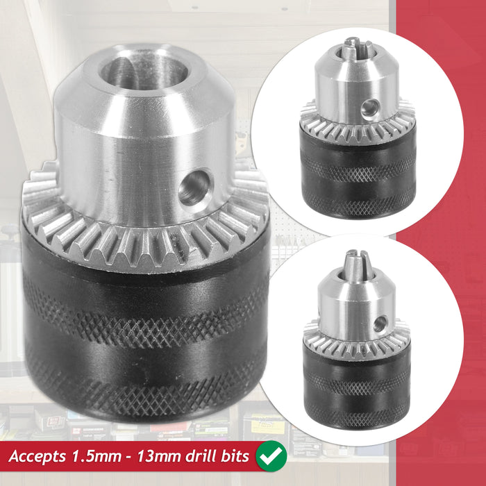 Keyed Chuck SDS Plus Adaptor Kit 1.5mm - 13mm Drill Bit 1/2" x 20 UNF Shaft Set