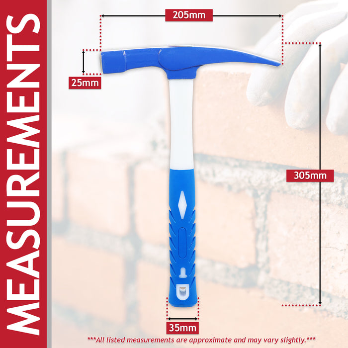 Brick Hammer Chisel 24oz Heavy Duty Fibreglass Handle Non Slip Grip Masonry Tool