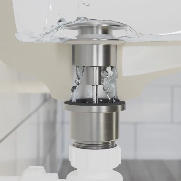 Clicker Basin Waste Plug 1 1/4" 60mm Click Clack Bathroom Sink Pop Up Push Dome (Brushed Nickel)
