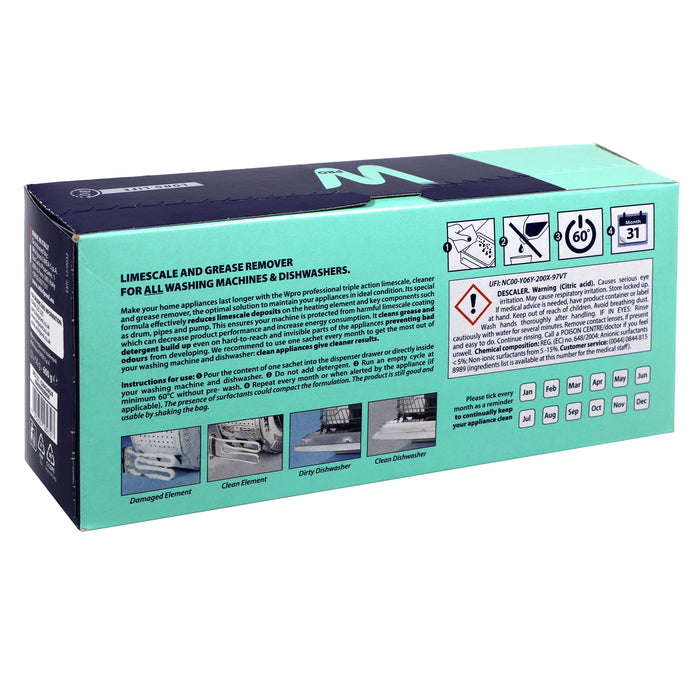 WPRO Universal Limescale & Detergent Remover For Dishwasher - 4 Packs of 12 - C00090908