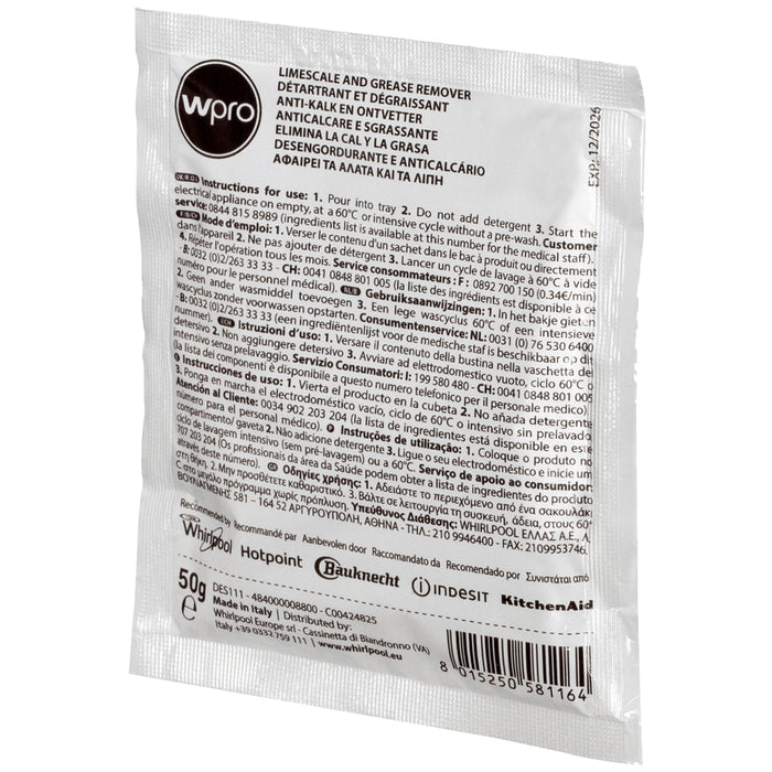 WPRO Universal Limescale & Detergent Remover For Dishwasher - 4 Packs of 12 - C00090908
