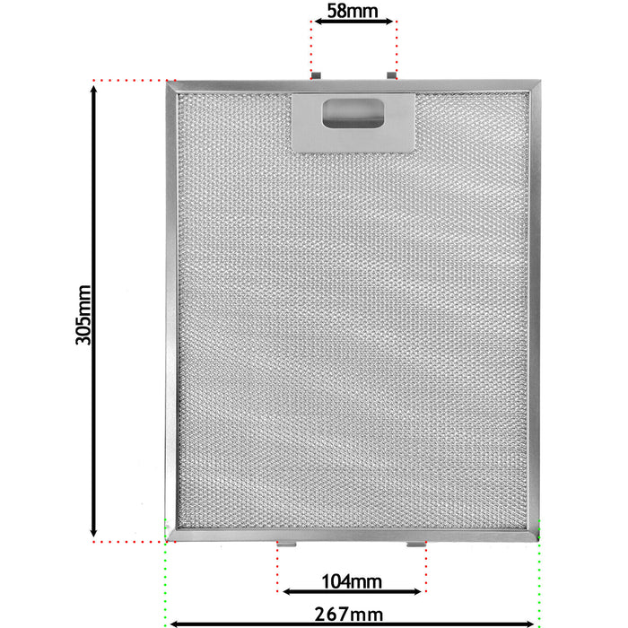 Filter for Elica Cooker Hood CH60SS 60SS 90SS Vent Grease Extractor 305 x 267mm x 2 Filters