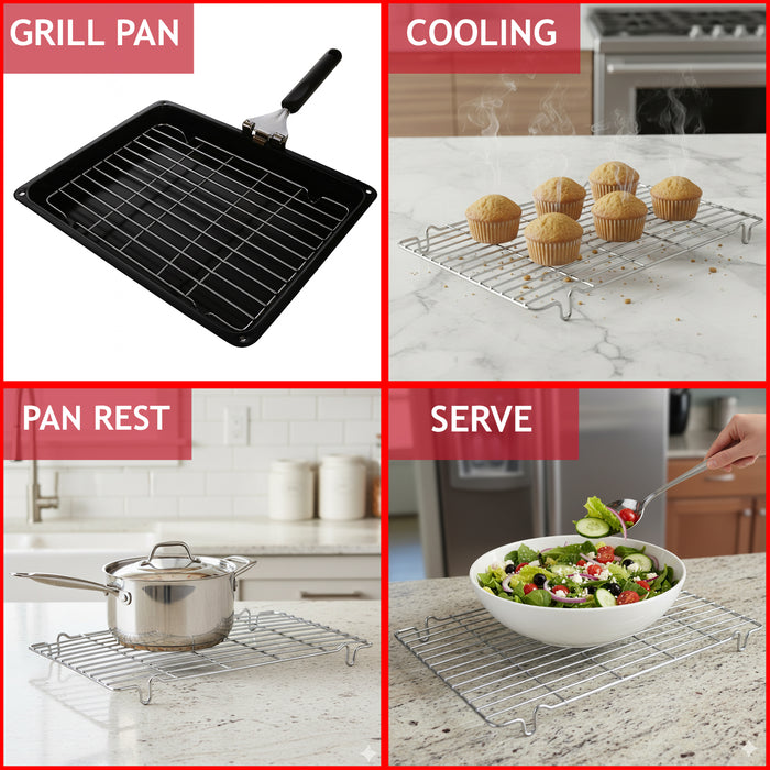 Grill Pan Grid Rack Insert Oven Mesh Universal Small Silver Wire 315mm x 185mm