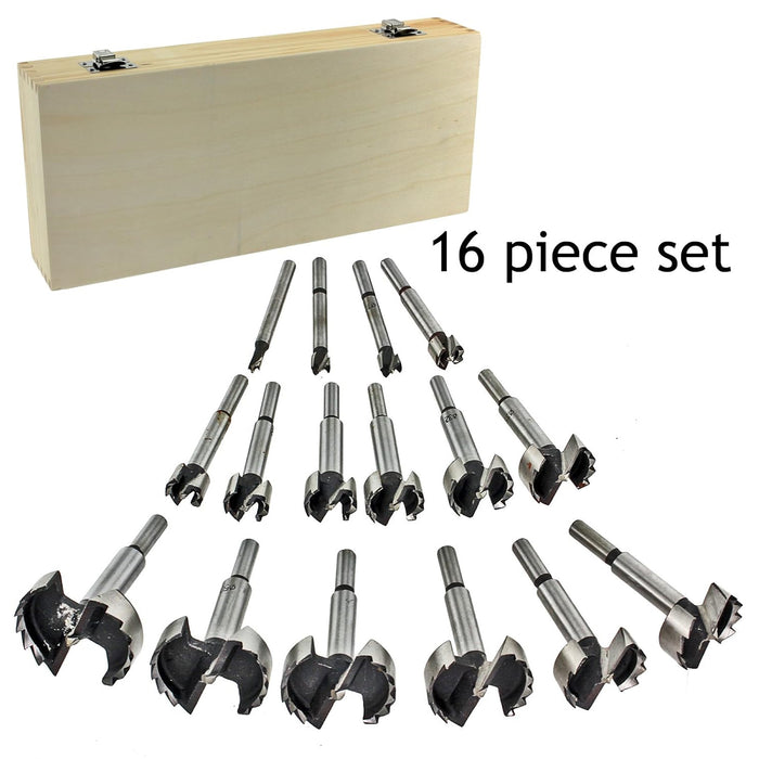 16 Piece Forstner Complete 6mm - 54mm Drill Bit Tool Set