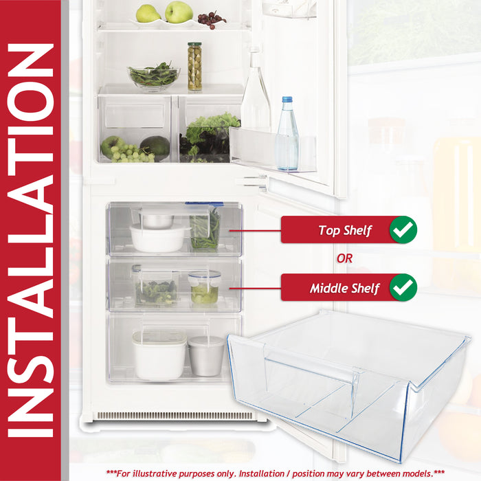 Zanussi Fridge Freezer Drawer ZNFN ZNFR ZNLE ZNLN ZNLR ZUAN Top Middle Container Box (140075825012)
