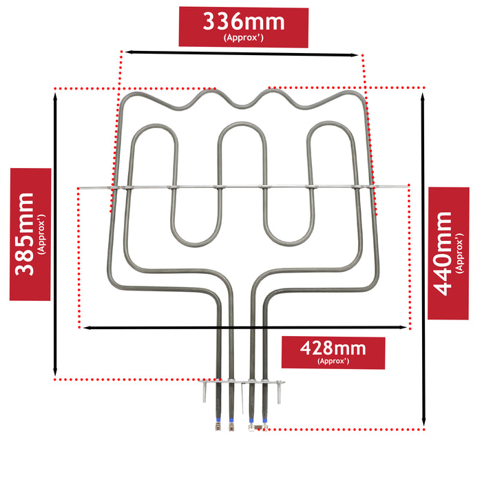 Zanussi Oven Grill Element Top Upper 2300w 1100w + 1200w Dual Heating 3876046131
