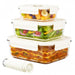 Vacuum Food Storage Glass Containers with Securing Clips Lids (Small, Medium, Large) + Manual Sealing Pump