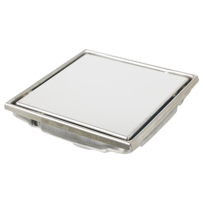 Shower Floor Drain Grate Tile Insert Invisible Stainless Steel Square Grid (Chrome Silver, 6" / 155mm)
