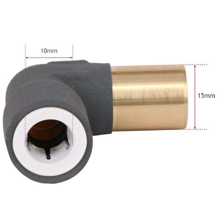 Radiator Valve Reducing Elbow Stem Compression 15mm x 10mm Pushfit Anthracite 2 x Valves