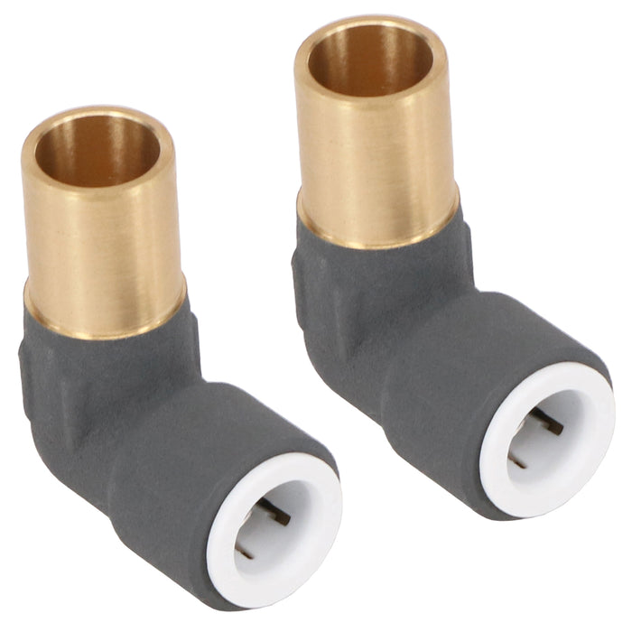 Radiator Valve Reducing Elbow Stem Compression 15mm x 10mm Pushfit Anthracite 2 x Valves