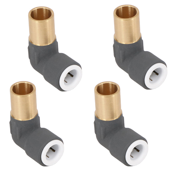 Radiator Valve Reducing Elbow Stem Compression 15mm x 10mm Pushfit Anthracite 4 x Valves