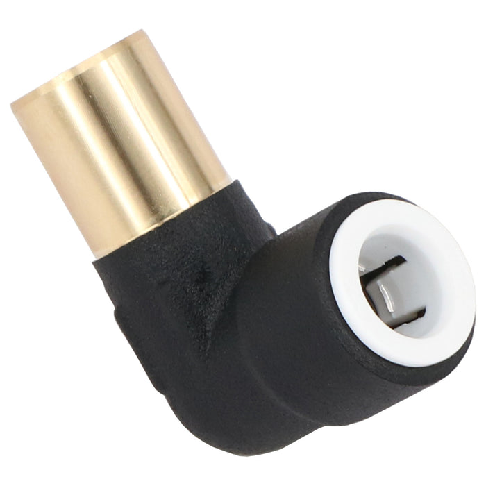 Radiator Valve Reducing Elbow Stem Compression 15mm x 10mm Pushfit Black