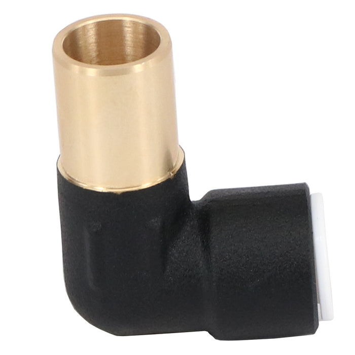 Radiator Valve Reducing Elbow Stem Compression 15mm x 10mm Pushfit Black