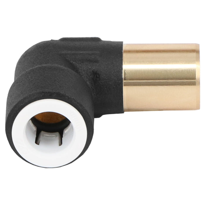 Radiator Valve Reducing Elbow Stem Compression 15mm x 10mm Pushfit Black 3 x Valves