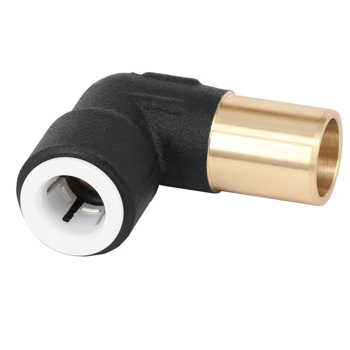 Radiator Valve Reducing Elbow Stem Compression 15mm x 10mm Pushfit Black 4 x Valves