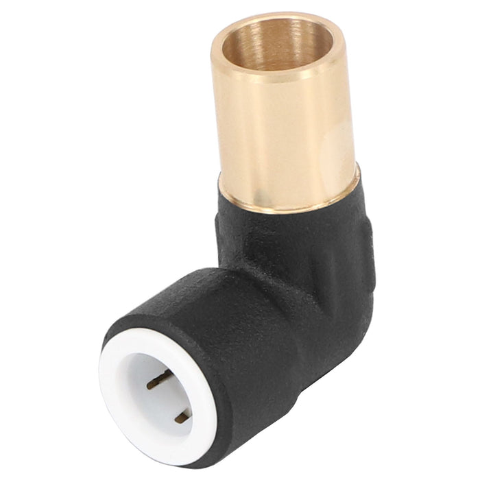Radiator Valve Reducing Elbow Stem Compression 15mm x 10mm Pushfit Black 3 x Valves