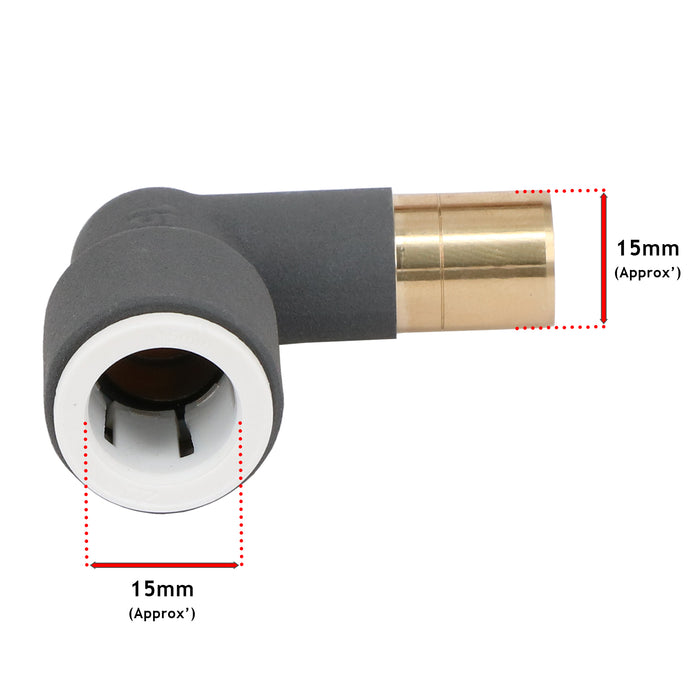 Radiator Valve Reducing Elbow Stem Compression Anthracite 15mm x 15mm Pushfit