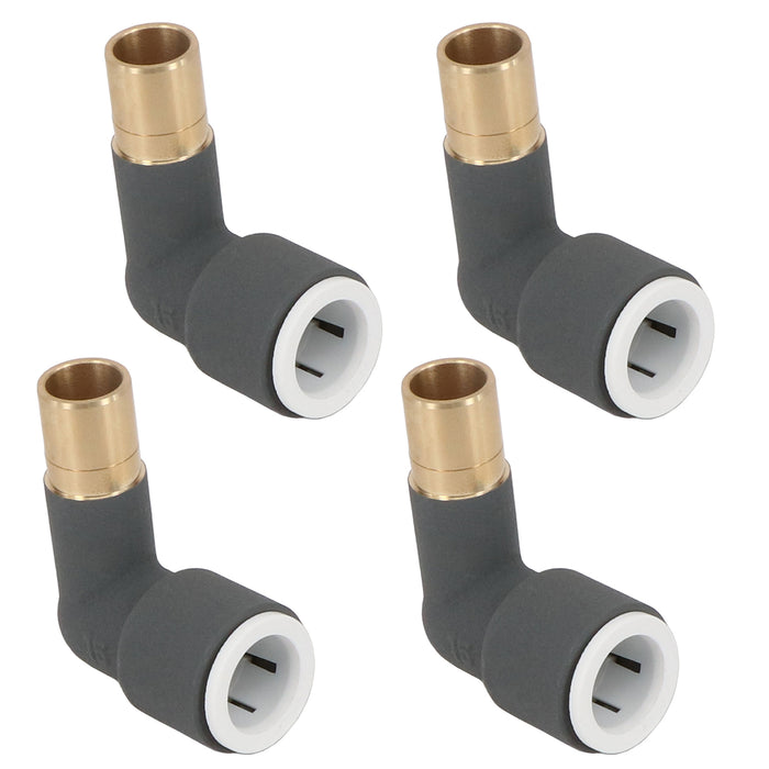 Radiator Valve Reducing Elbow Stem Compression Anthracite 15mm x 15mm Pushfit 4 x Valves