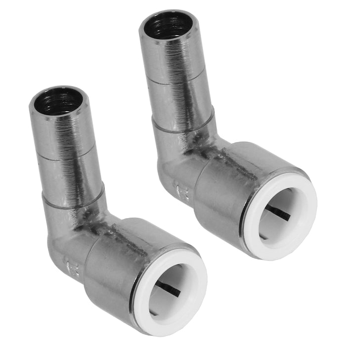 Radiator Valve Reducing Elbow Stem Compression Black 15mm x 15mm Pushfit x 2 Valves