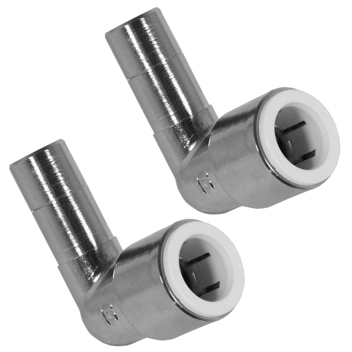 Radiator Valve Reducing Elbow Stem Compression Black 15mm x 15mm Pushfit x 2 Valves