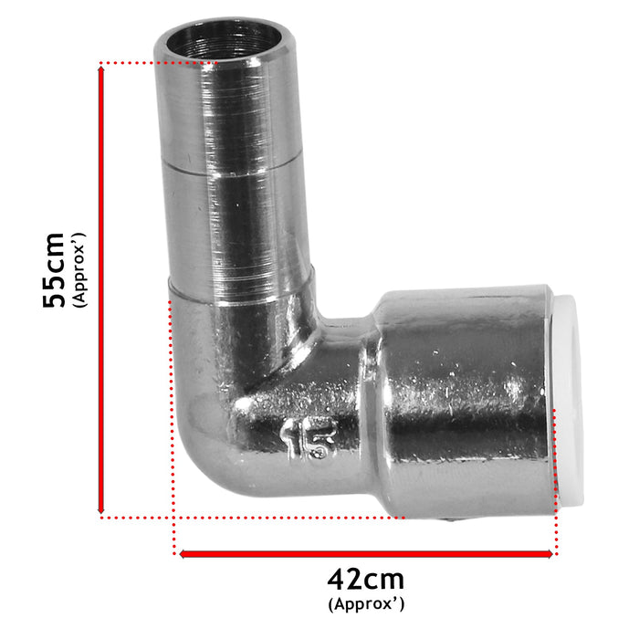 Radiator Valve Reducing Elbow Stem Compression Black 15mm x 15mm Pushfit x 4 Valves
