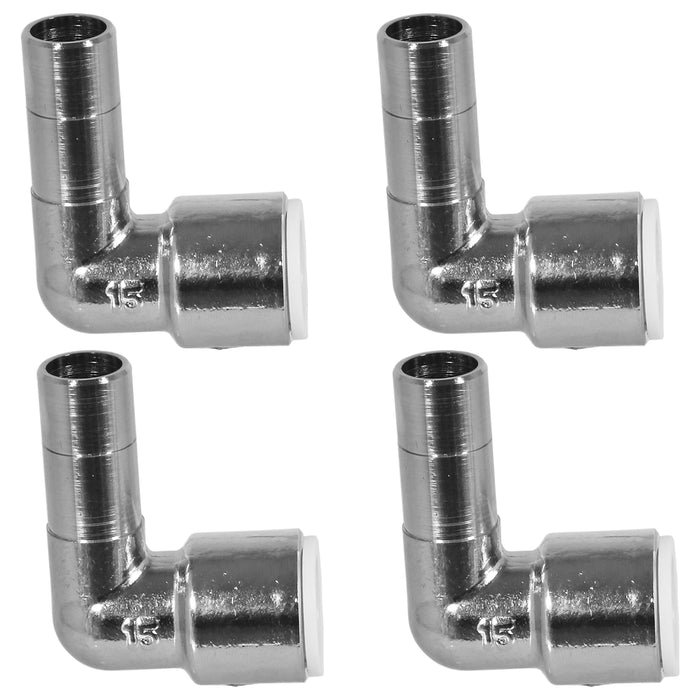 Radiator Valve Reducing Elbow Stem Compression Black 15mm x 15mm Pushfit x 4 Valves