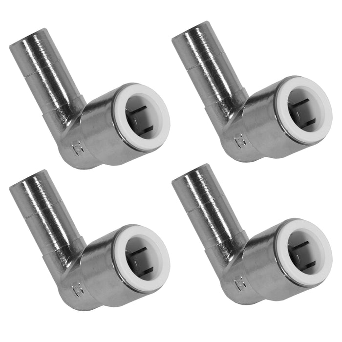 Radiator Valve Reducing Elbow Stem Compression Black 15mm x 15mm Pushfit x 4 Valves
