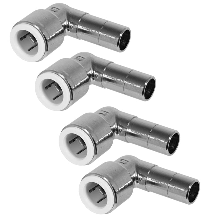 Radiator Valve Reducing Elbow Stem Compression Black 15mm x 15mm Pushfit x 4 Valves