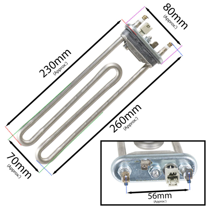 Heating Element for Electrolux Washing Machine 1950w NTC EWF10 EWF12 EWT10 EWT11