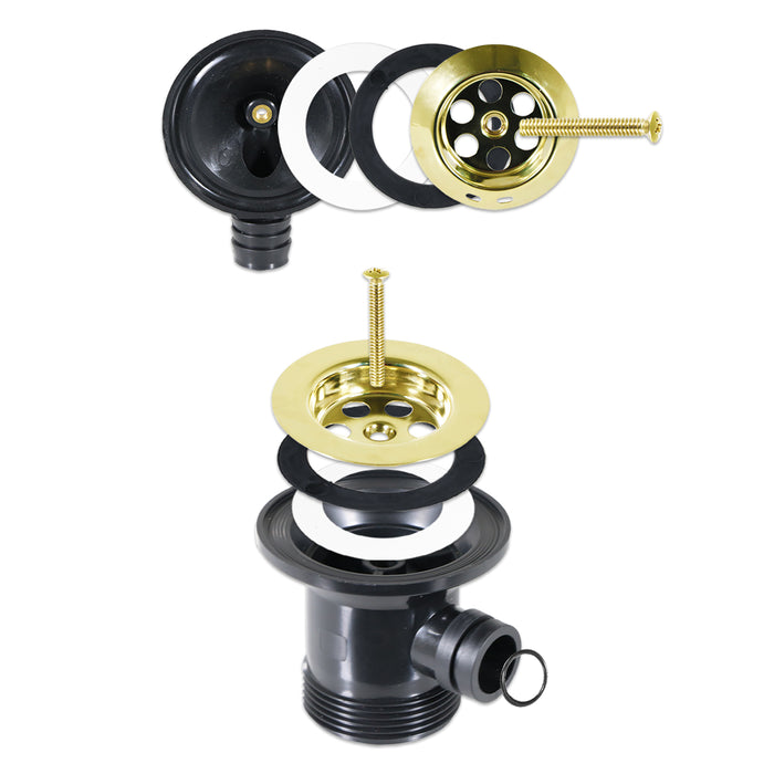 Bath Combination Waste Plug and Chain Luxury Gold Brass Flexible Overflow Pipe Kit (40mm 1 1/2")