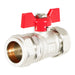 Butterfly Lever Compression Ball Valve Quarter Turn Water Isolation Stop Kit (22mm, Red Handle)