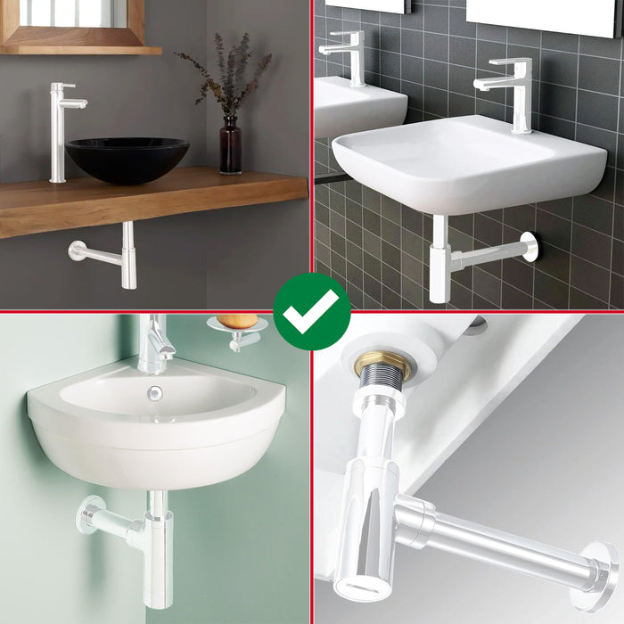 Bottle Sink Basin Trap 40mm / 1.5" Luxury Round Deodorant Waste Pipe Outlet (Matt White)