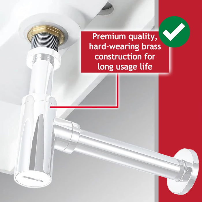 Bottle Sink Basin Trap 40mm / 1.5" Luxury Round Deodorant Waste Pipe Outlet (Matt White)