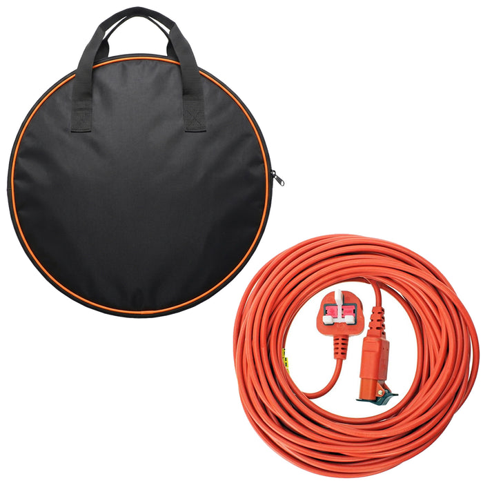 20 Metre Cable & Lead Plug for Flymo Lawnmower or Hedge Trimmer (20m) + Bag