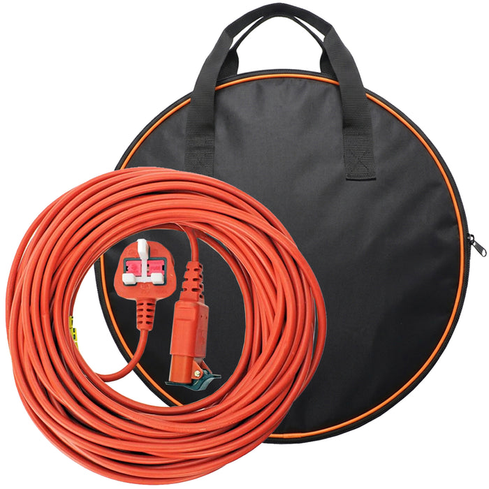 20 Metre Cable & Lead Plug for Flymo Lawnmower or Hedge Trimmer (20m) + Bag