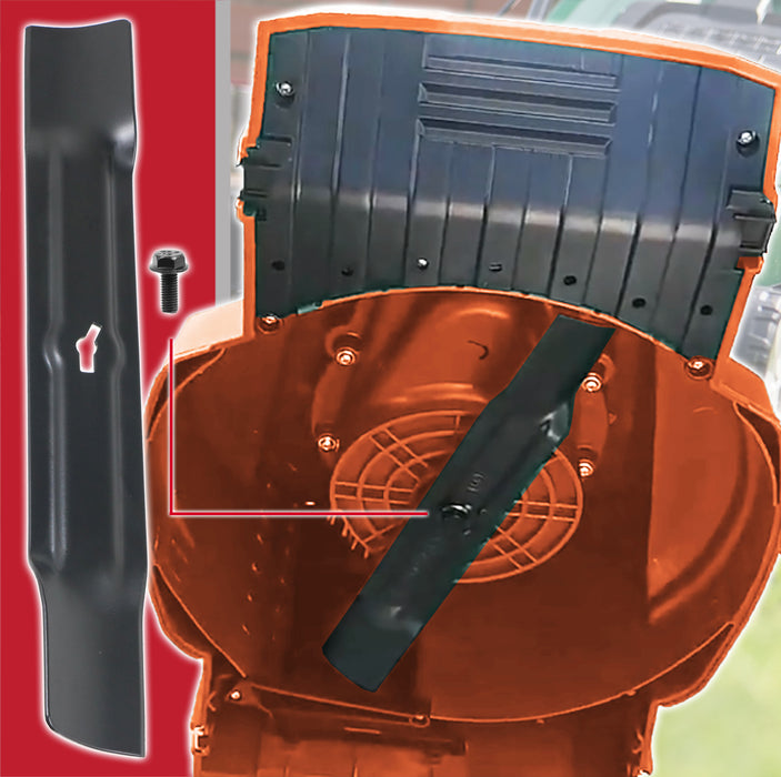 Blade for Ryno M3E1132M Lawnmower 32cm Grass Mower Metal Cutters + Fixing Screws (Pack of 2)